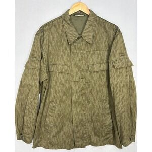 German Army Military Field Jacket Mens Green Raindrop Camouflage M52 L Vintage
